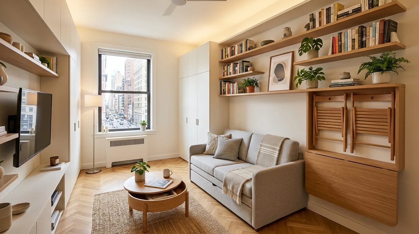 Efficient small space organization creating a tidy compact home.